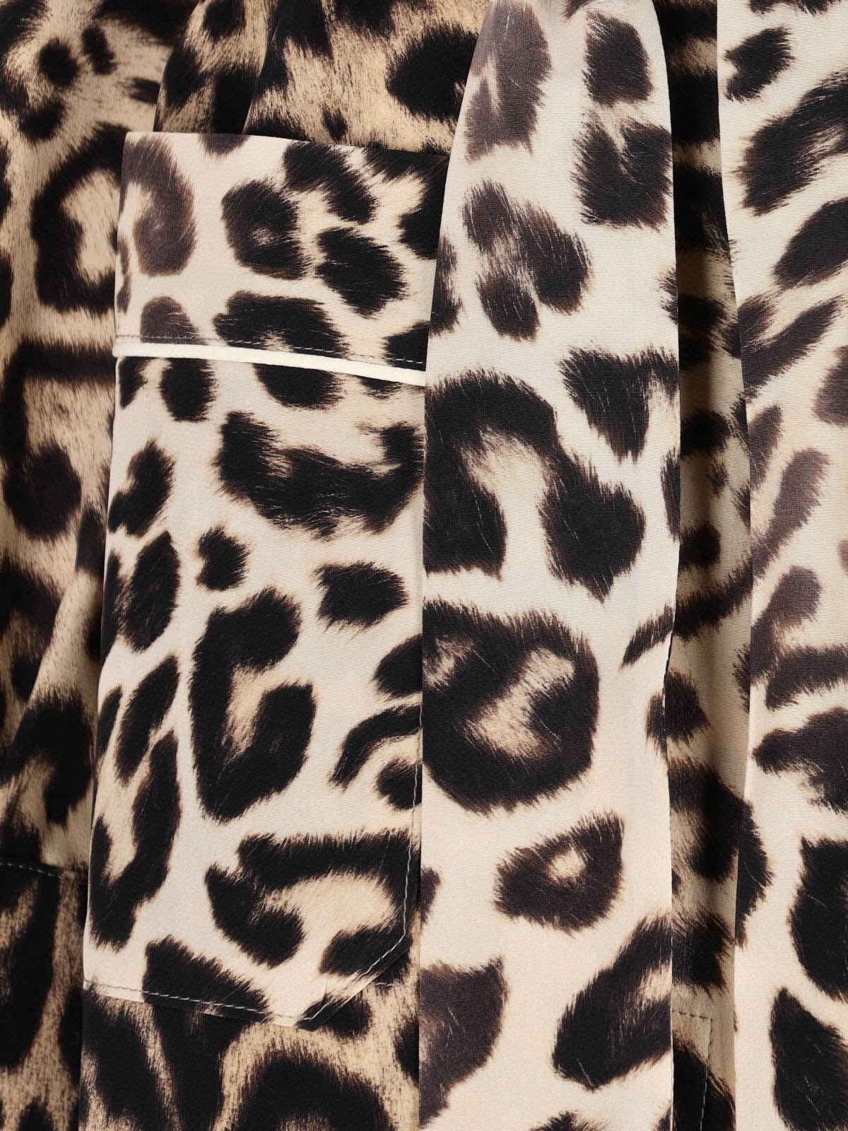 Brown Silk Pajama Shirt, All-Over Animal Print