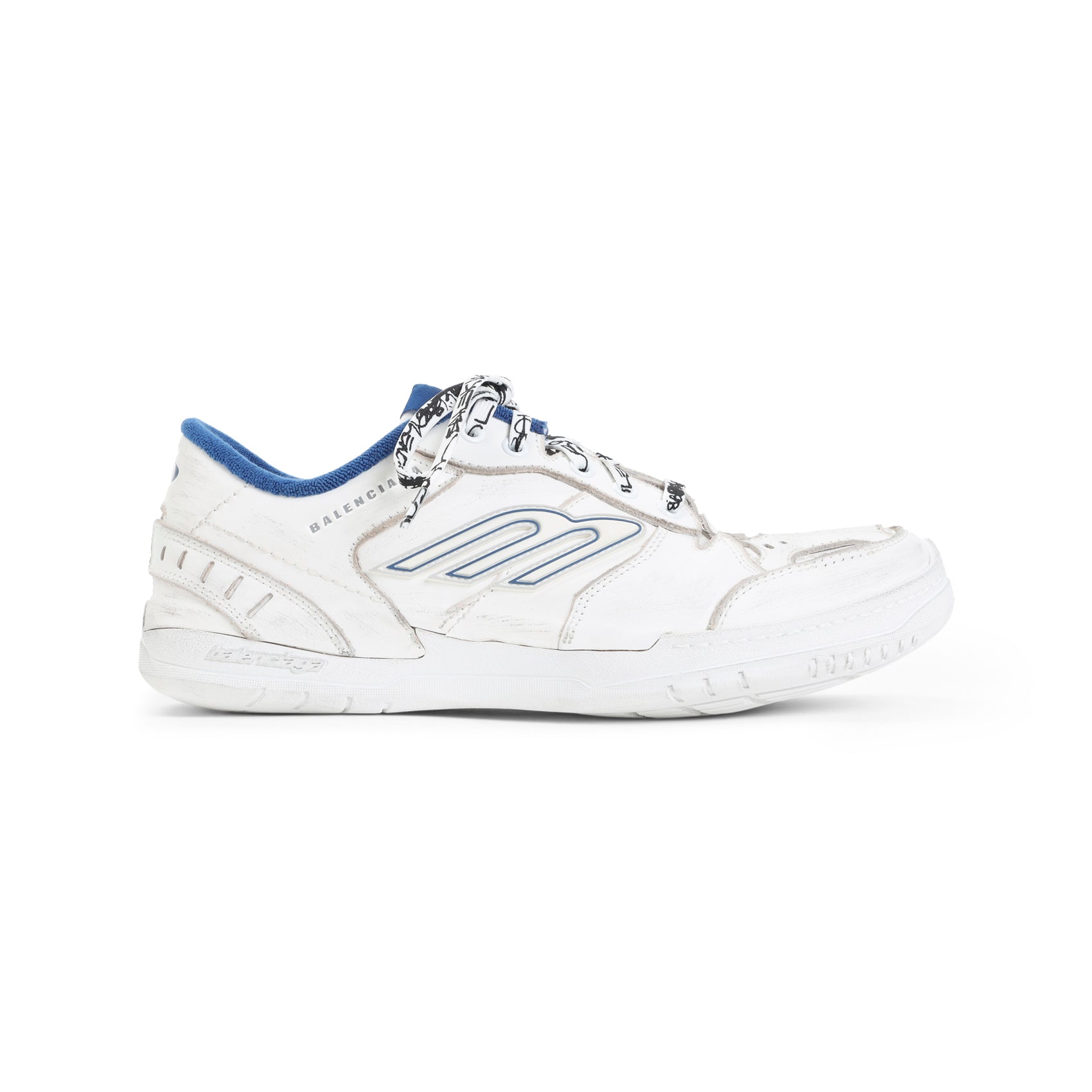 White Leather Low-Top Sneakers With Vintage Accents