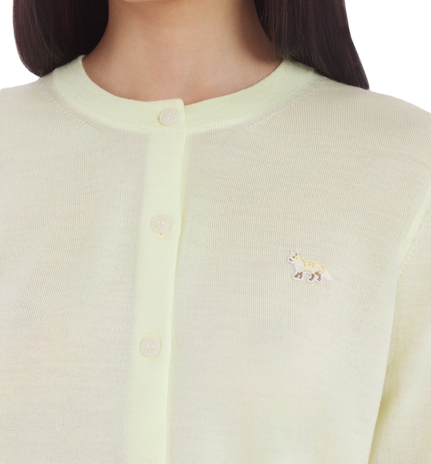 Lightweight Cardigan With Classic Round Neckline And Embroidered Fox Detail
