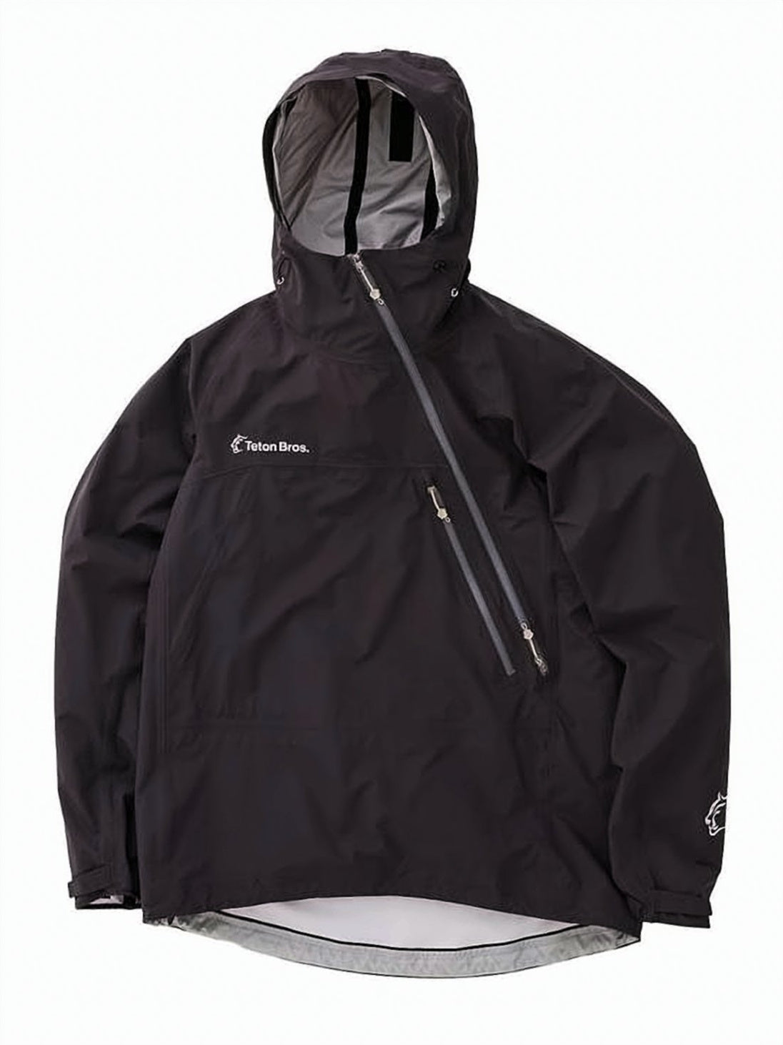 Hooded Jacket with Diagonal Zip Pocket