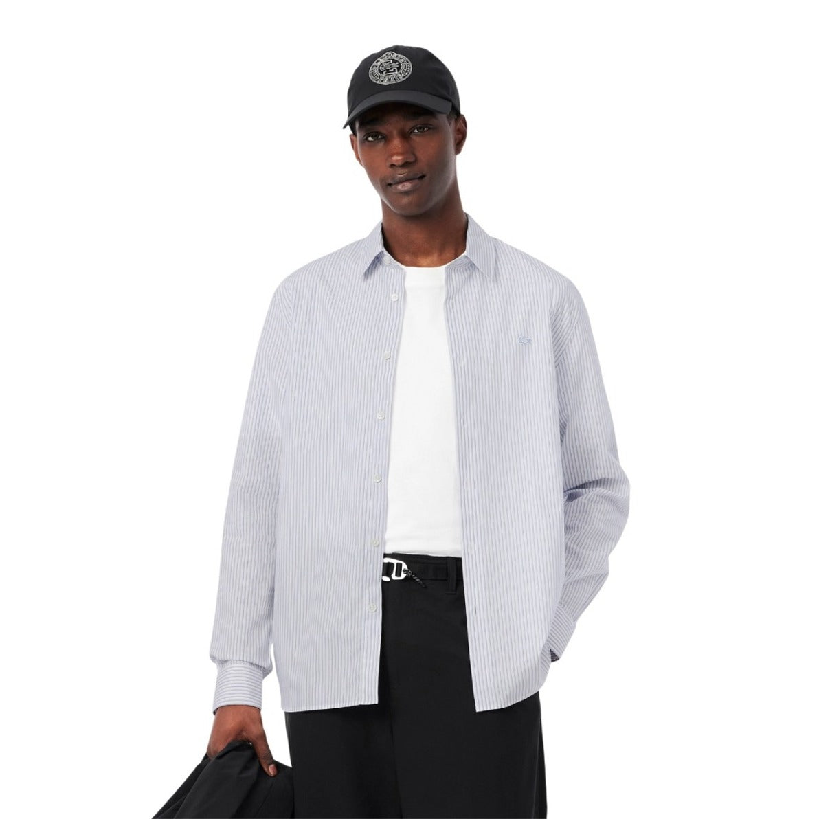 Cotton Poplin Shirt With Stiffened Collar