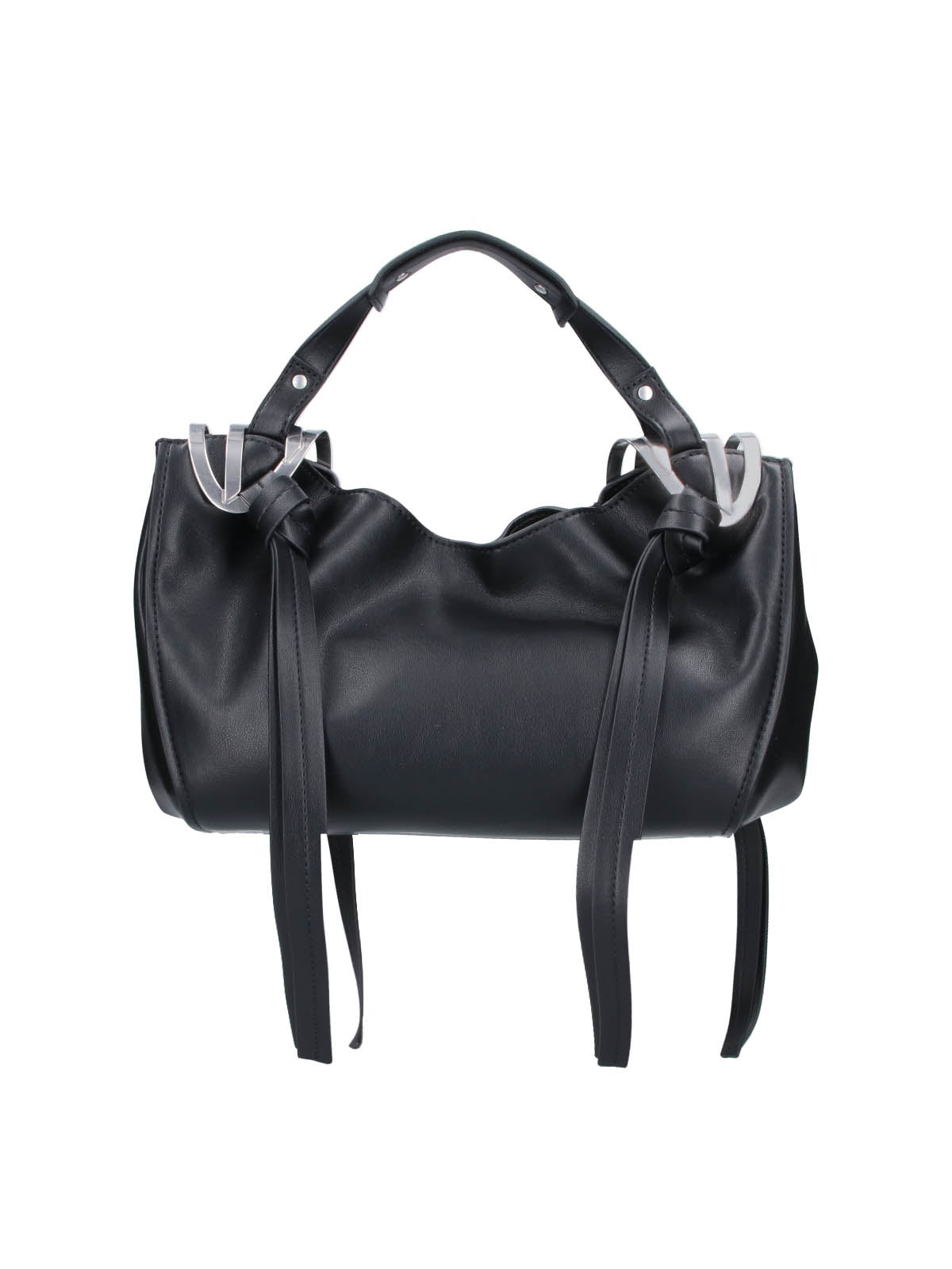 Black KNOT-D Top Handle Faux Handbag