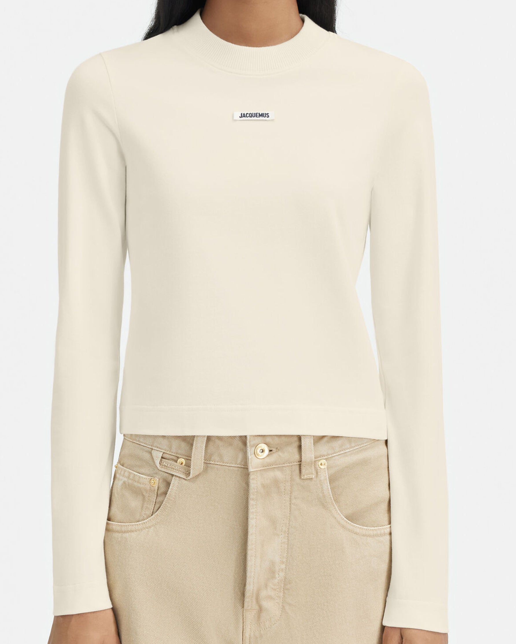 Cropped Long-Sleeved Sweatshirt with Centered Logo