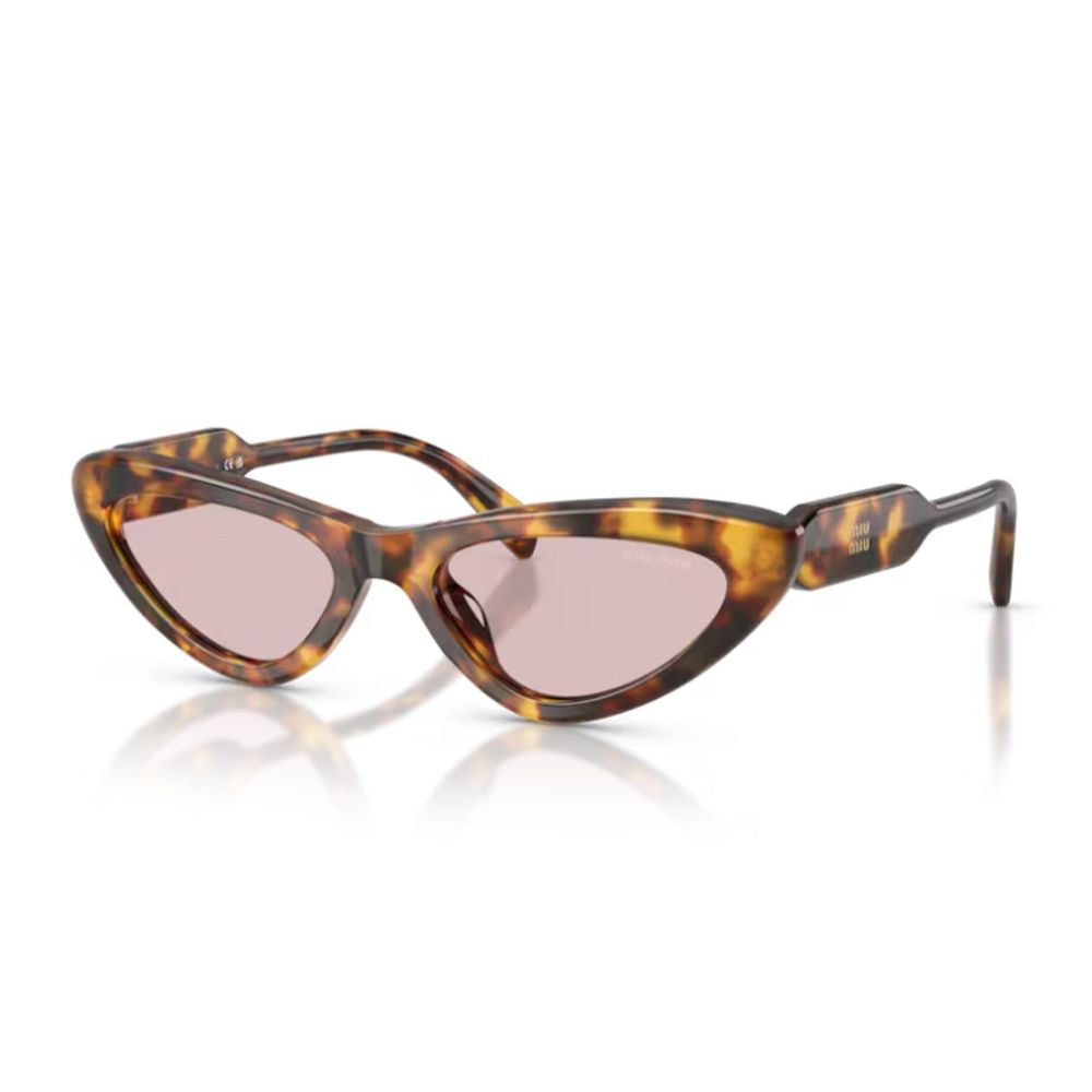 Cat-Eye Sunglasses with Vertical Logo in Honey Havana