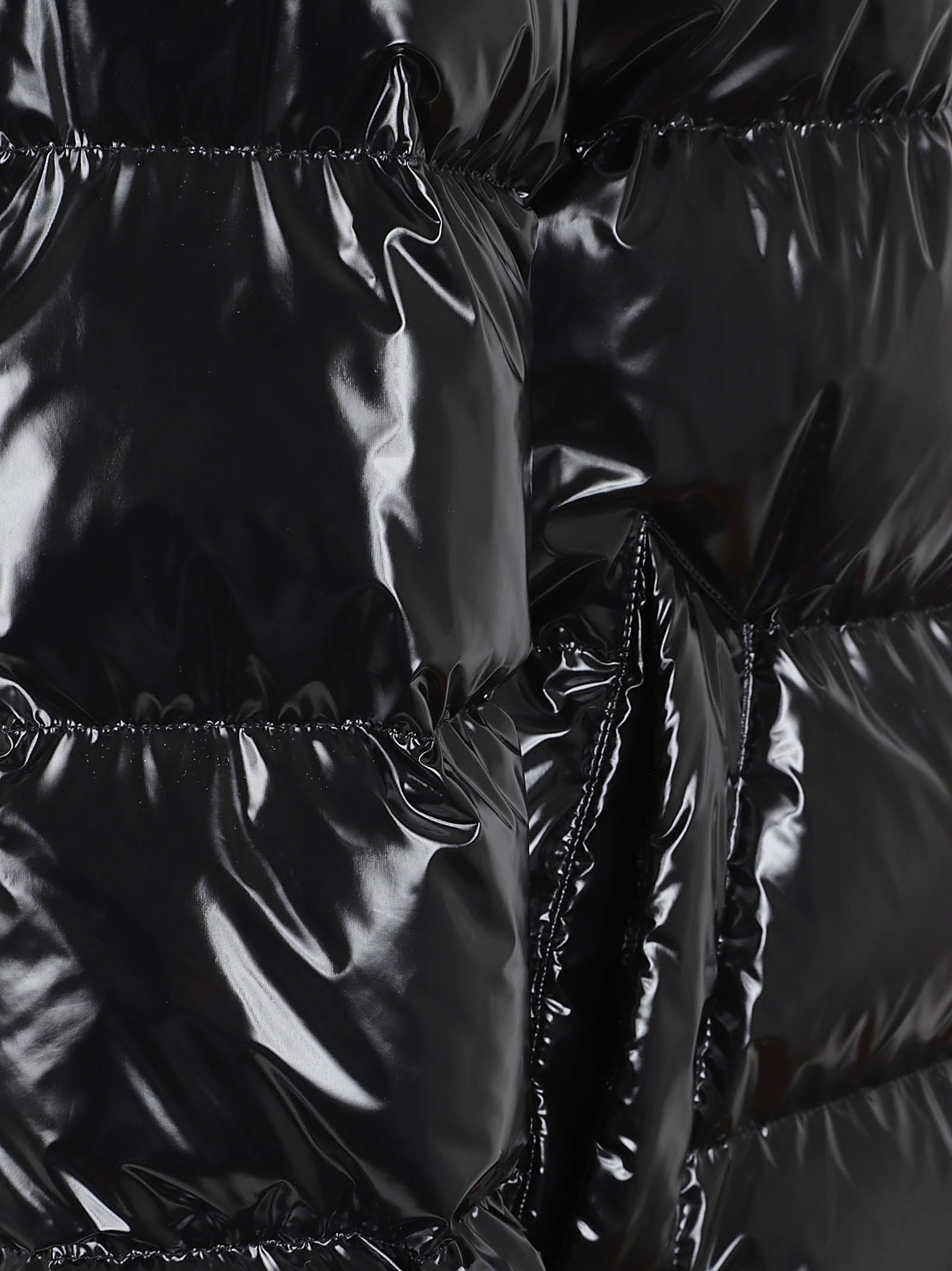 Glossy Quilted Down Jacket with High Collar
