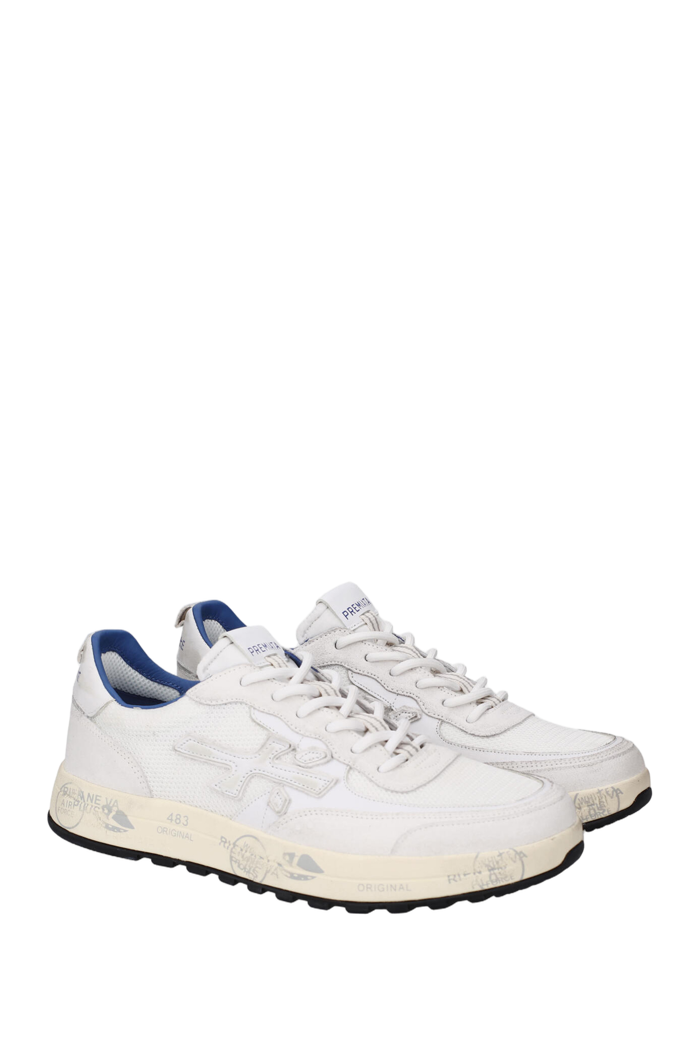 White Nous Leather and Canvas Sneakers