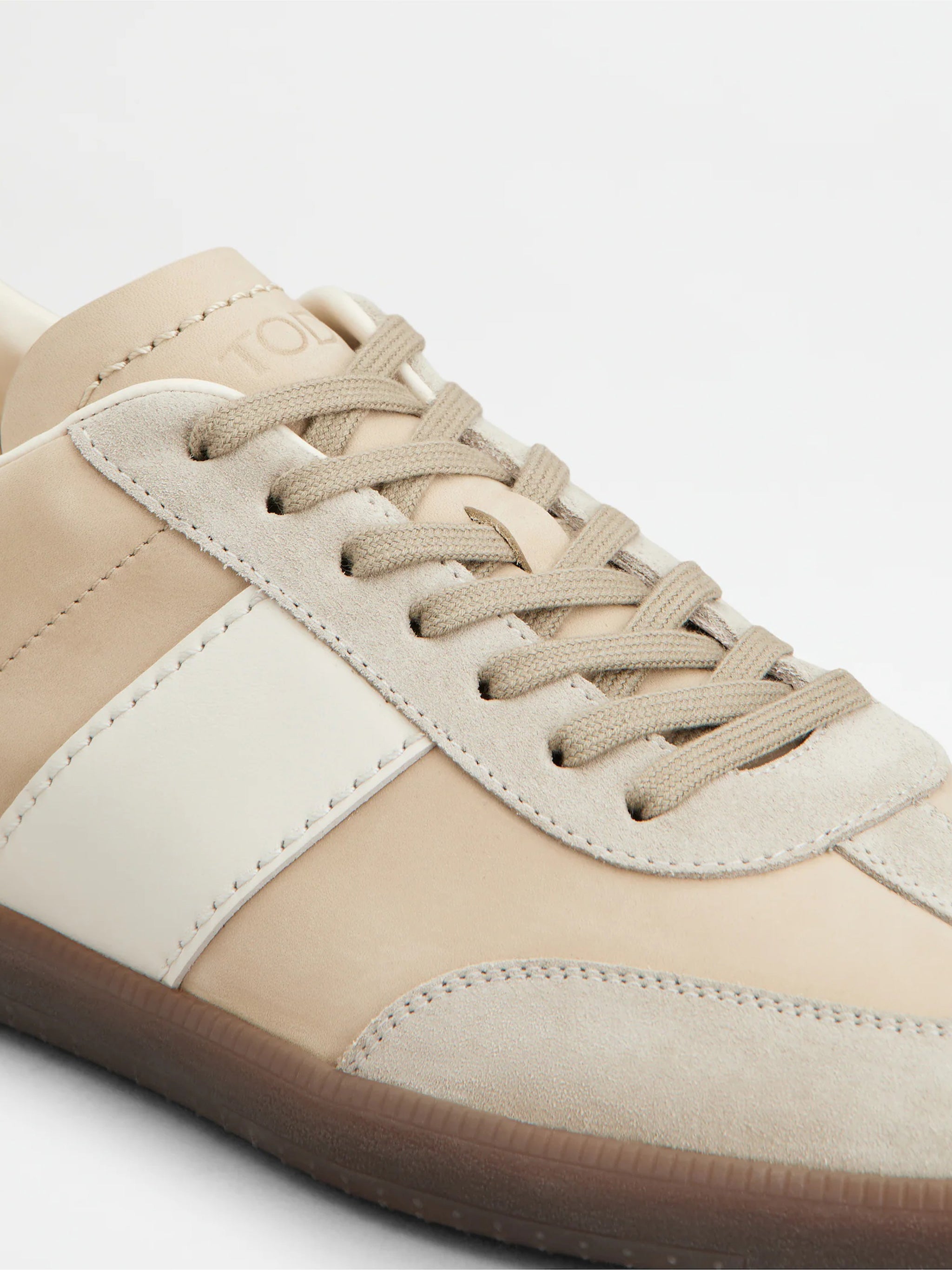 Beige Calzature Low-Top Leather Sneakers