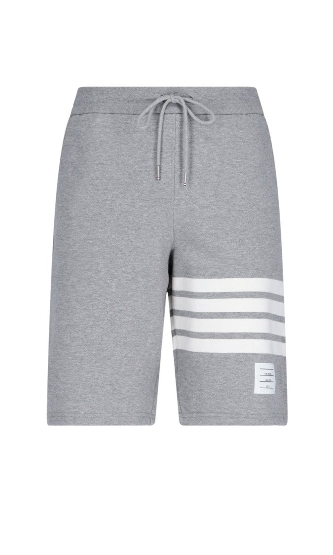 Tailored Grey Cotton Shorts With Practical Pockets