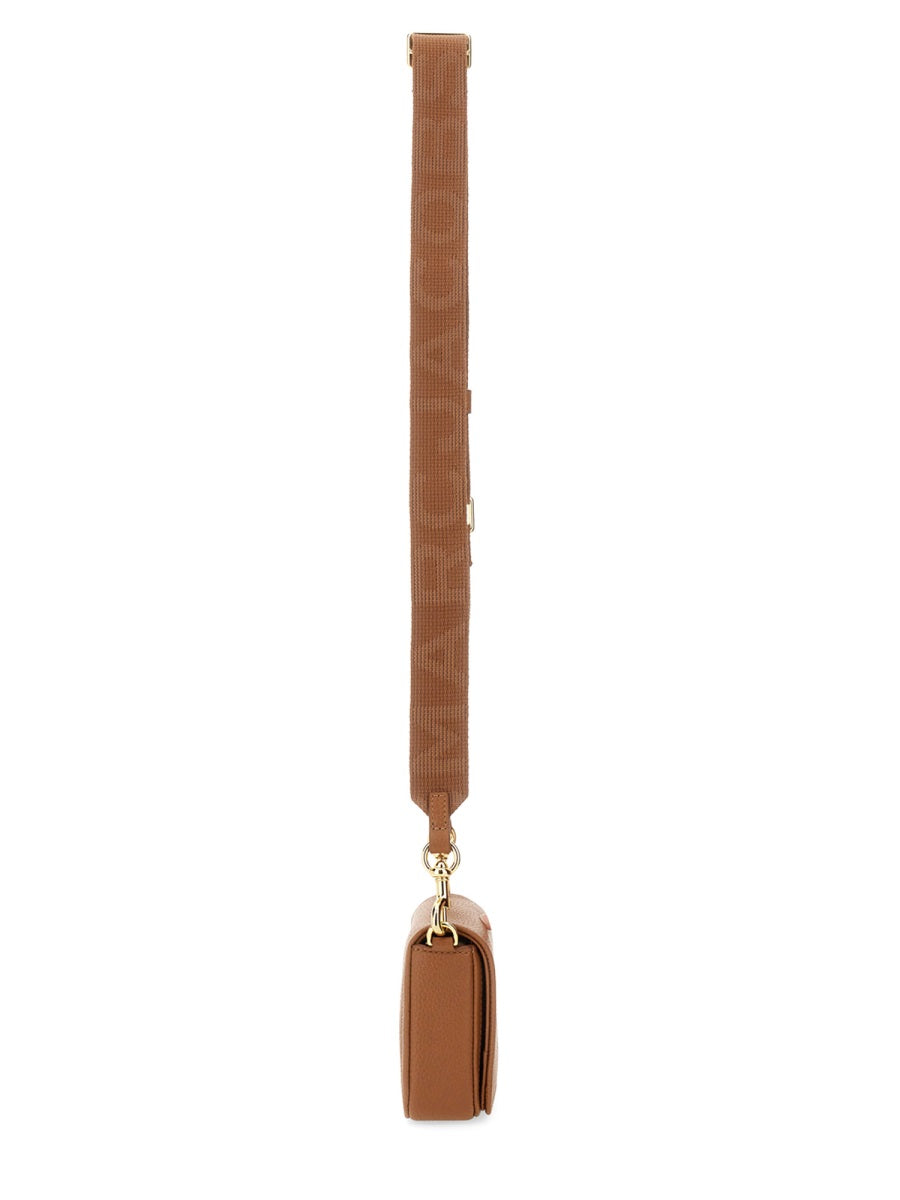 Red Textured Leather Mini Flap Crossbody Bag