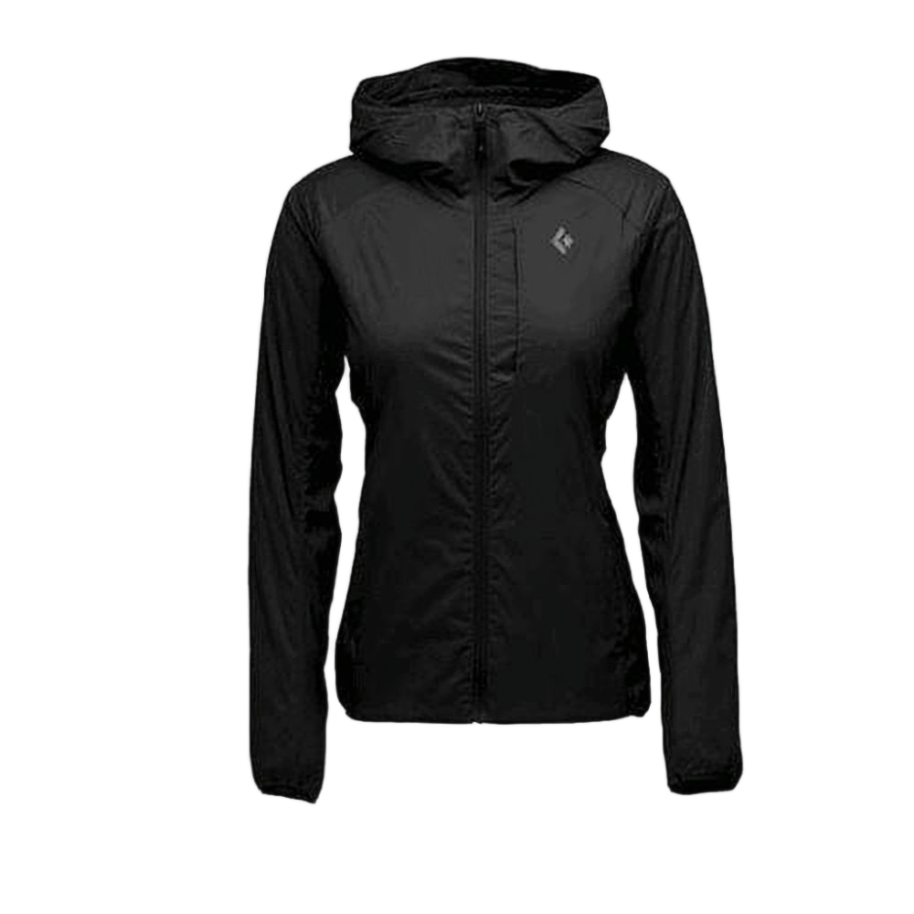 Fitted Minimalist Black Diamond Jacket With Hood And Seam Detailing