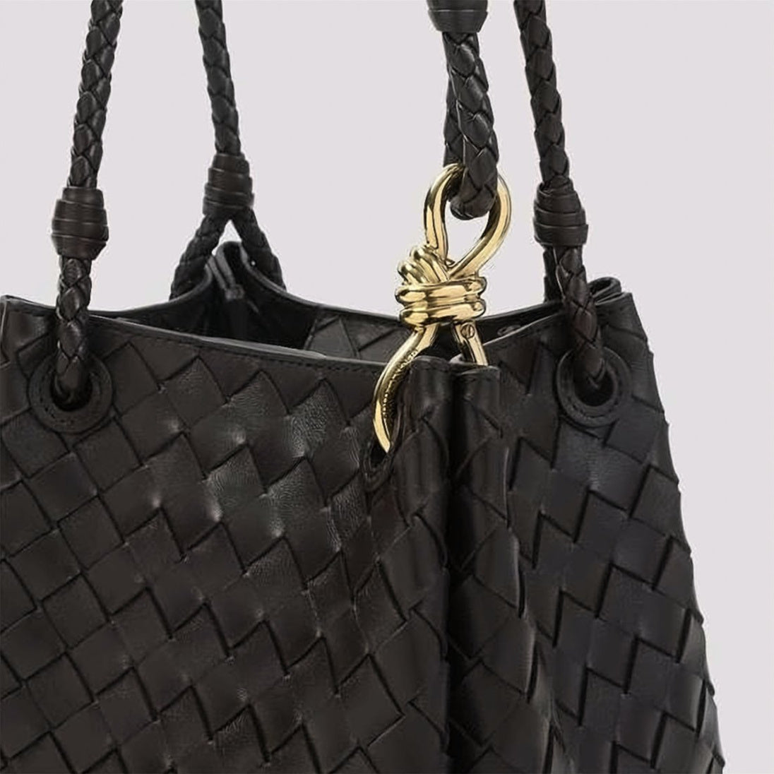 Small Woven Lambskin Shoulder Bag with Braided Handles