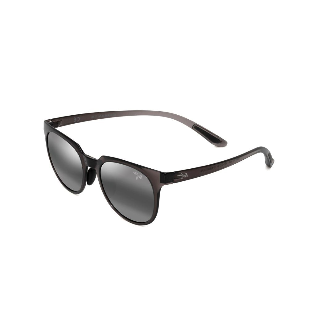 Wailua Translucent Dark Plastic Rounded Sunglasses with Integrated Nose Pads