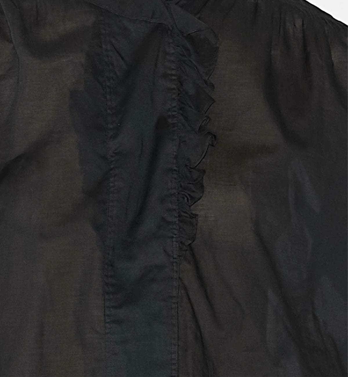 Flowing Black Cotton Tunic with Ruffle Detailing