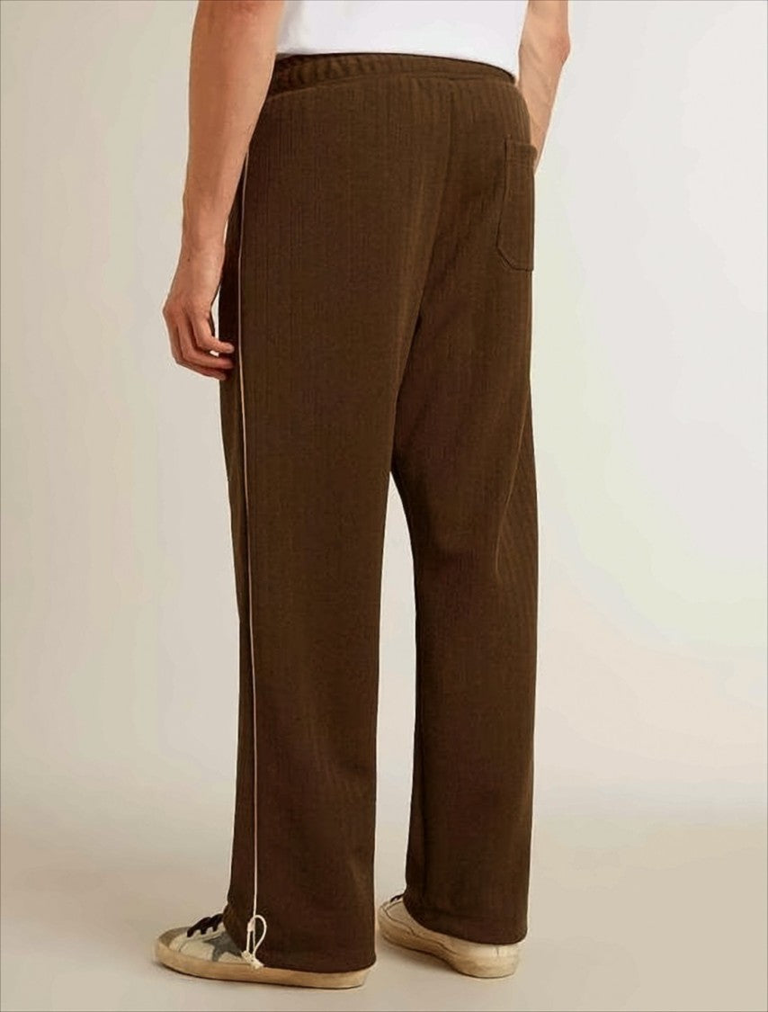 Wide-Leg Relaxed Fit Jogger Pants with Side Stripe Detail