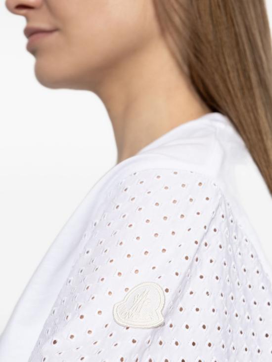 Puffed Sleeve Cotton Jersey Top With Eyelet Detailing