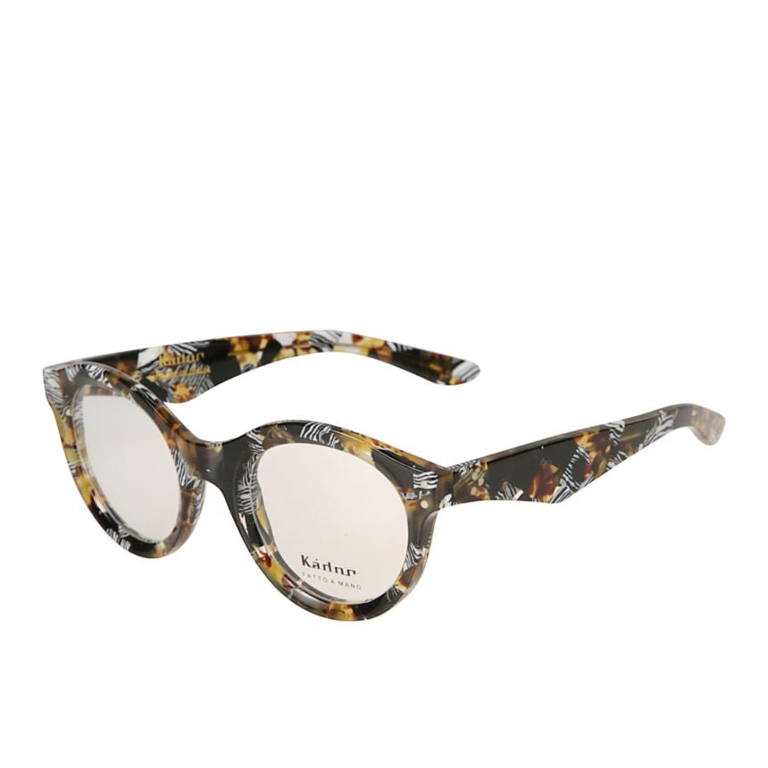 Thick Thick Rounded Eyeglasses with Tortoiseshell and Zebra Pattern
