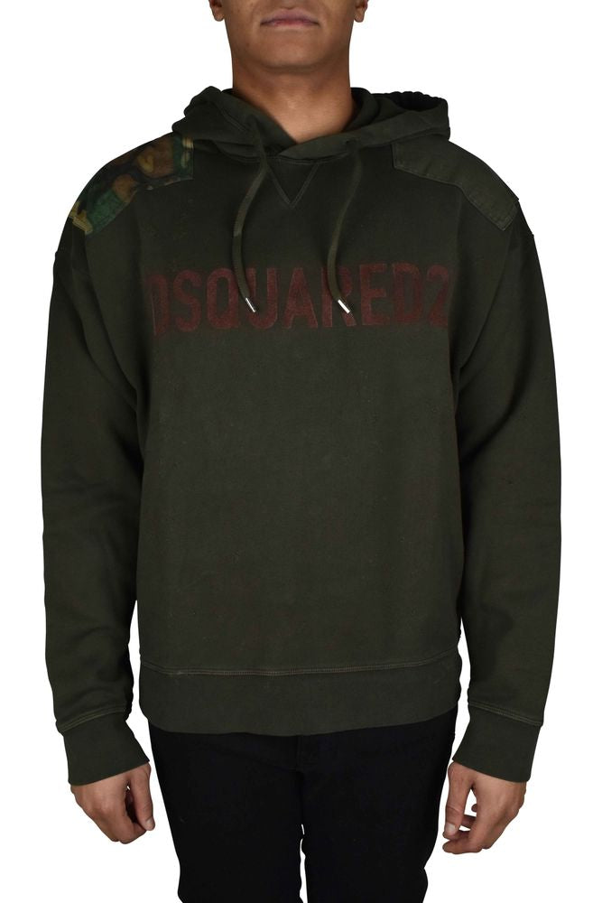 Oversized Khaki Green Cotton Hoodie