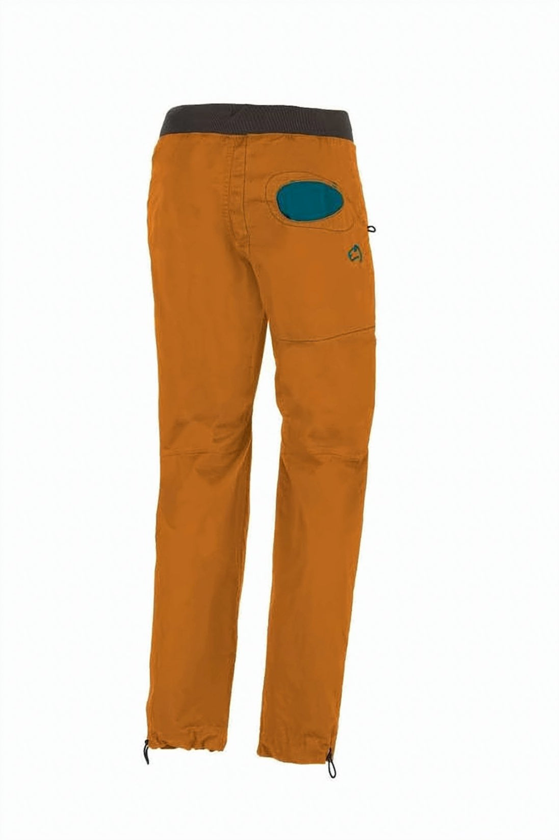 Straight Fit Pants with Teal Accent and Adjustable Hem