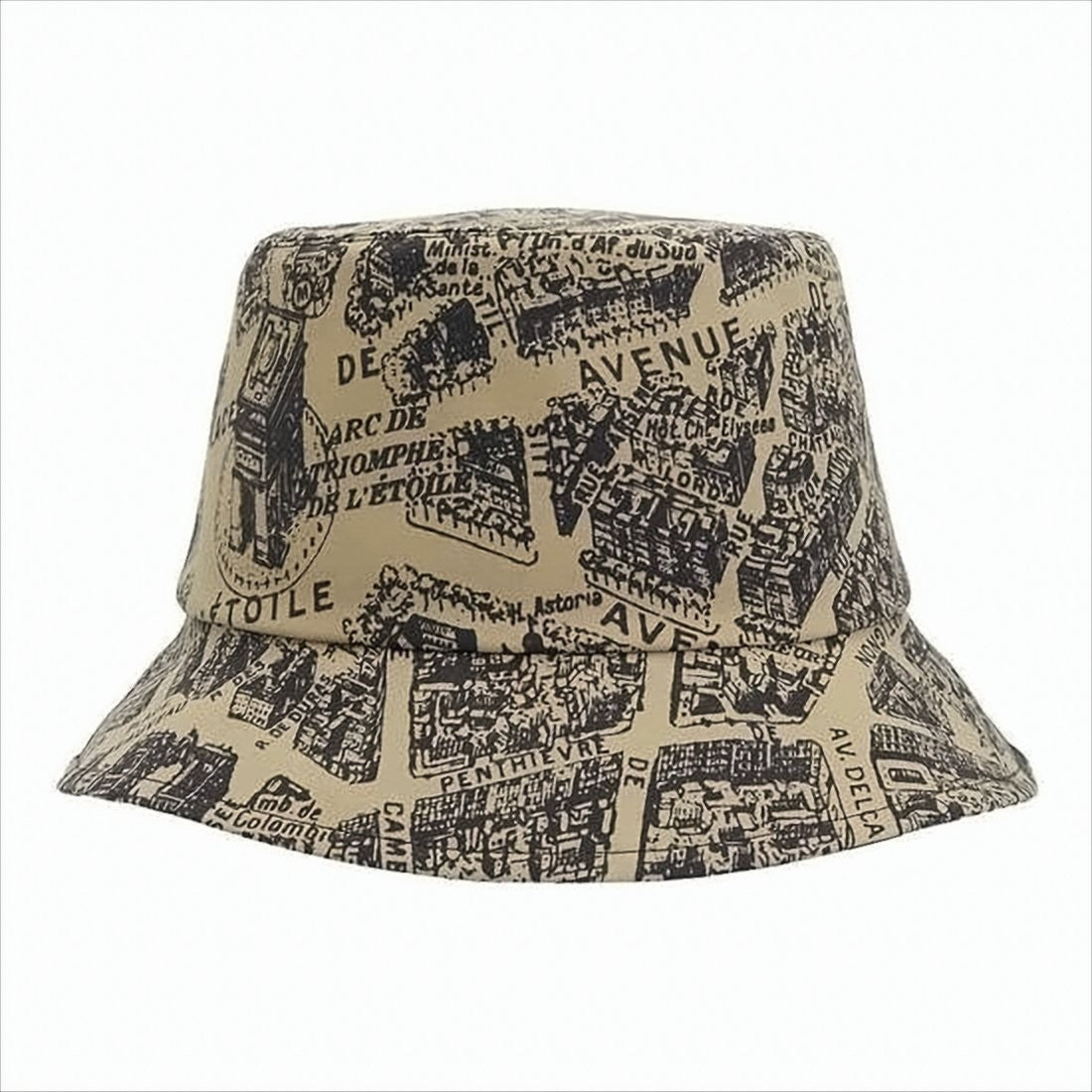 Map Print Bucket Hat with Logo Detail