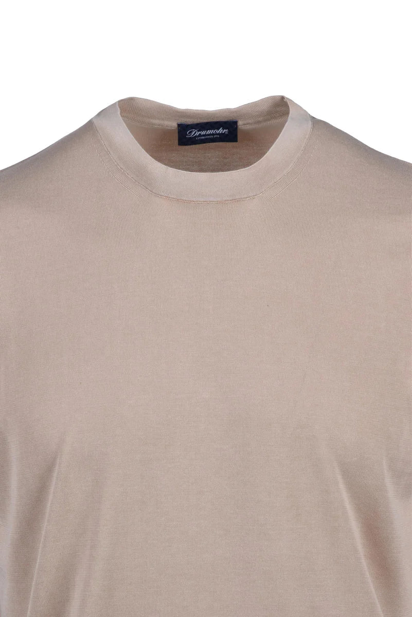 Cotton Crewneck Top - Beige