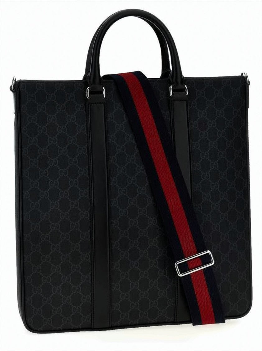 Canvas Tote Bag with Monogram Pattern