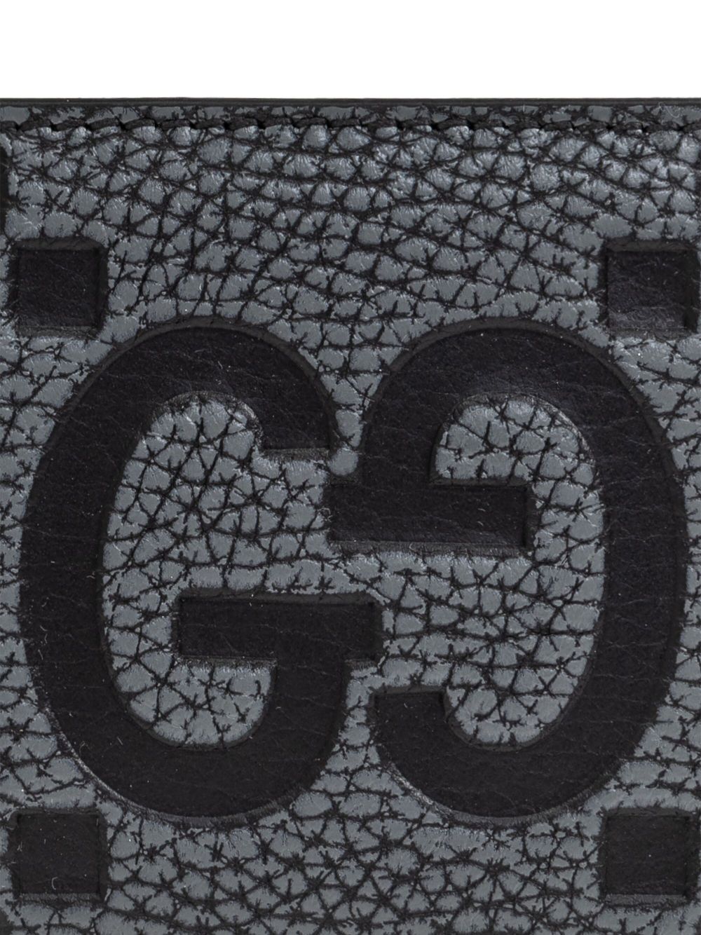 Two-Tone Grey Gg Cardholder With Stitched Edge
