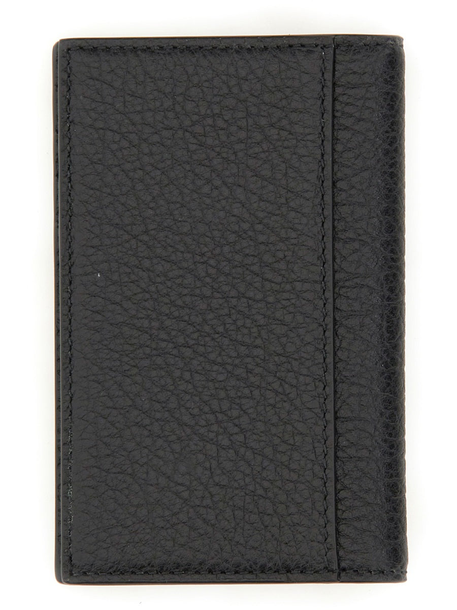 Textured Calfskin Wallet with Subtle Embossed Logo
