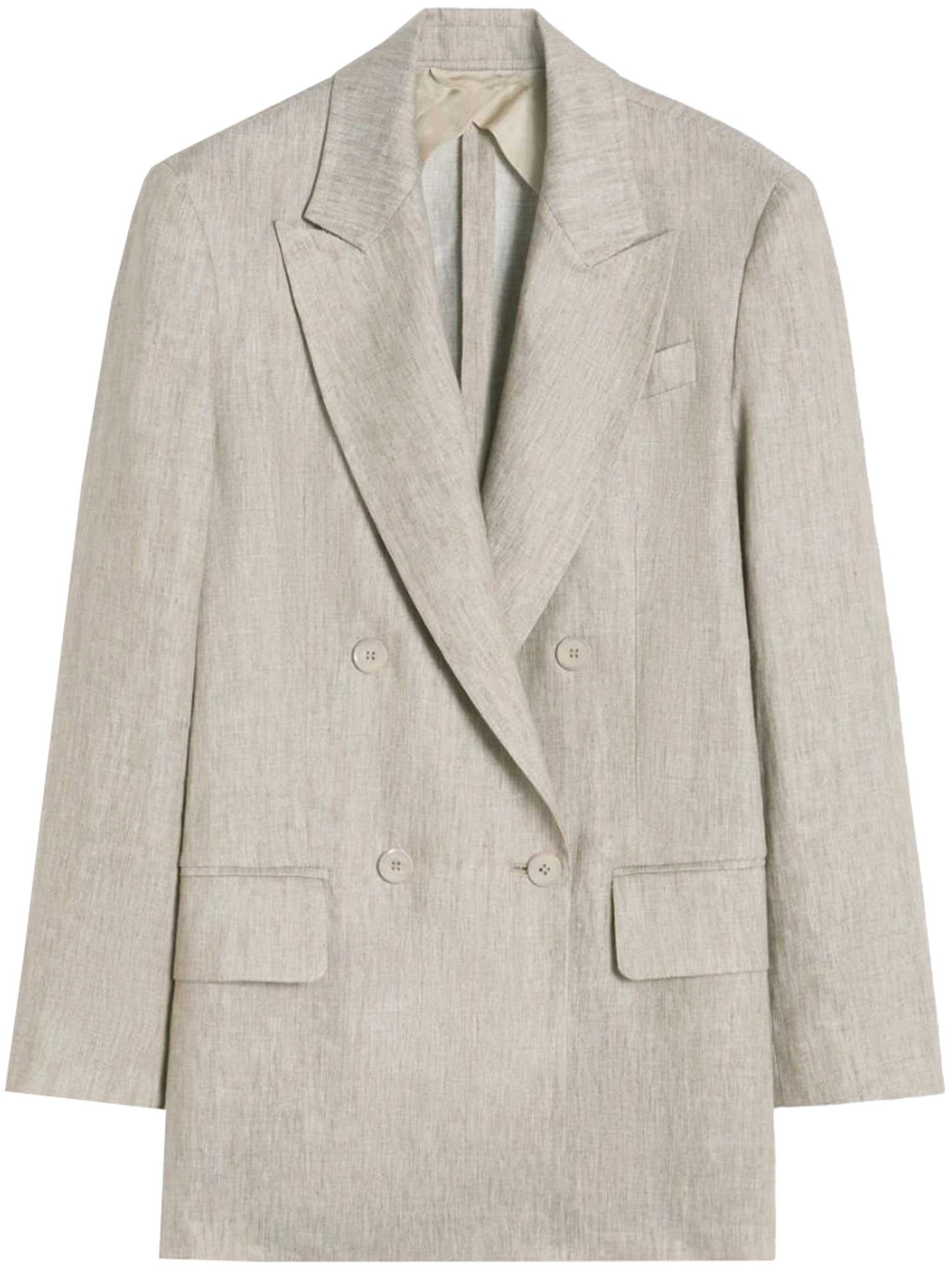 Neutral Mxmolimpi Double-Breasted Textured Blazer