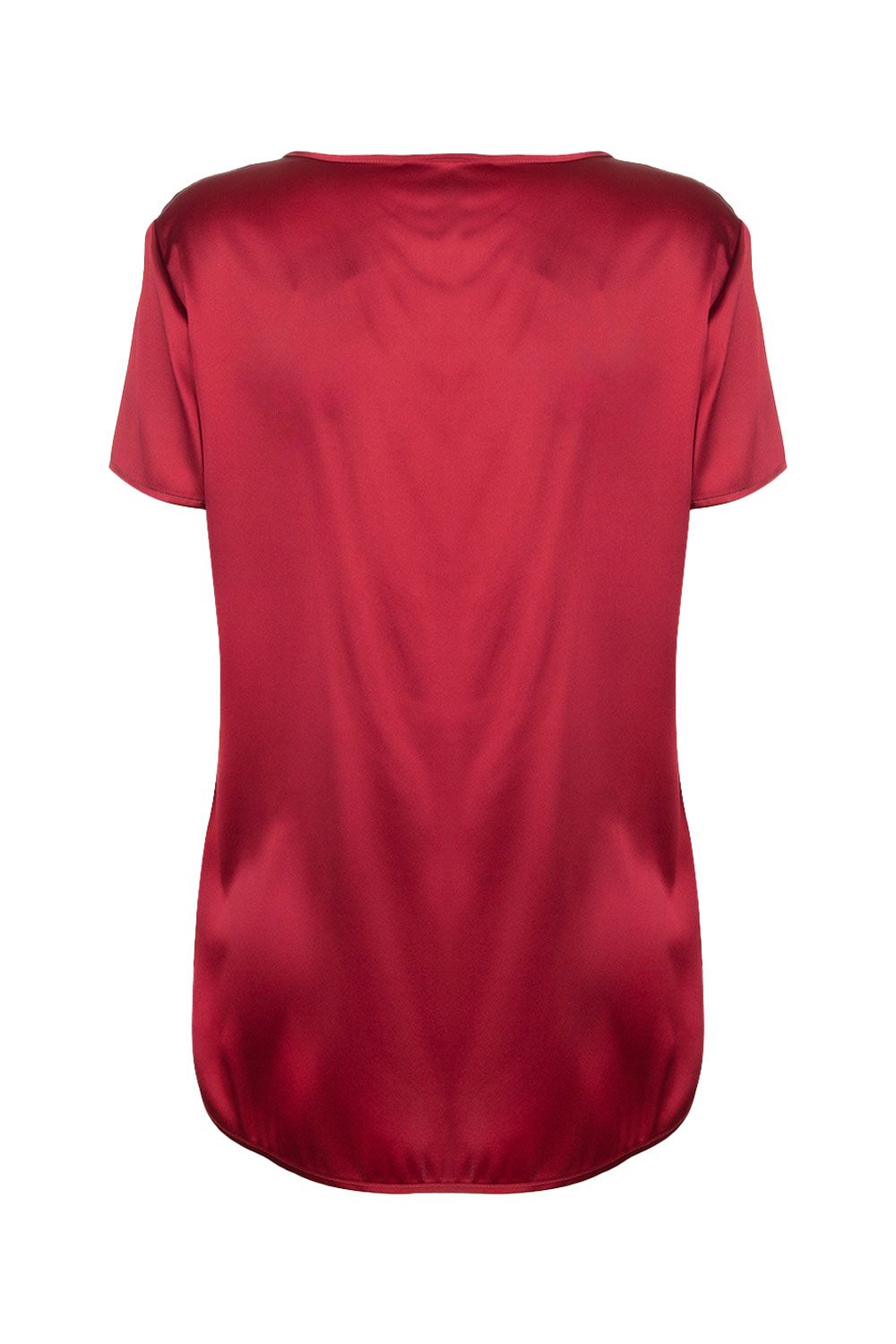 Short-Sleeved Blouse with Smooth Finish and Round Neckline