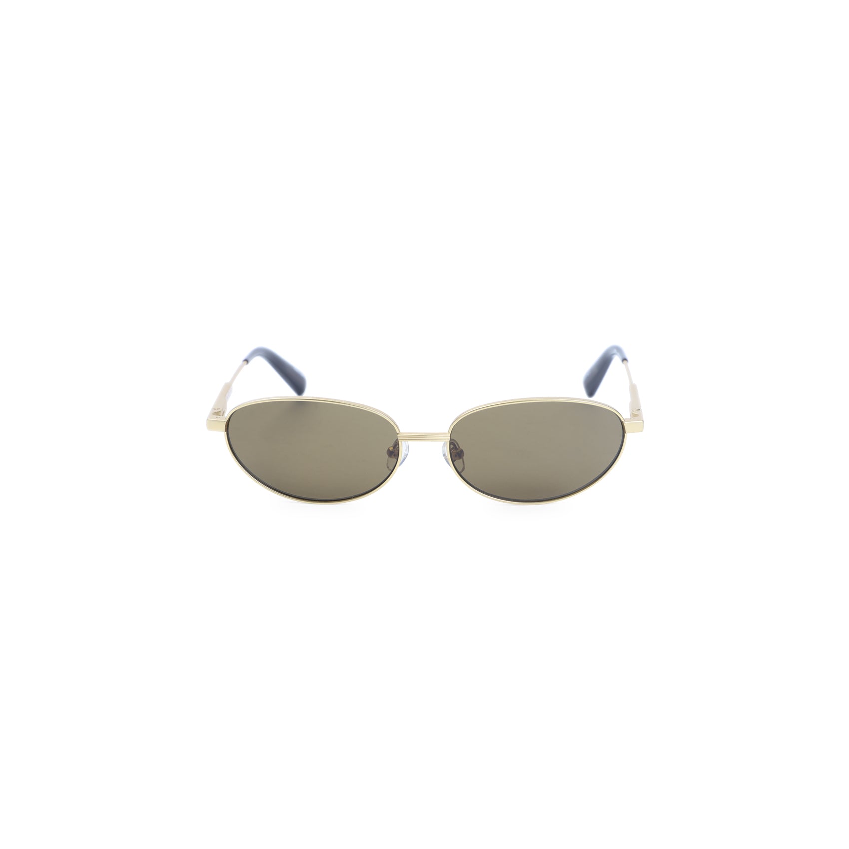 Oval Lens Sunglasses With Metallic Stainless Steel Frame