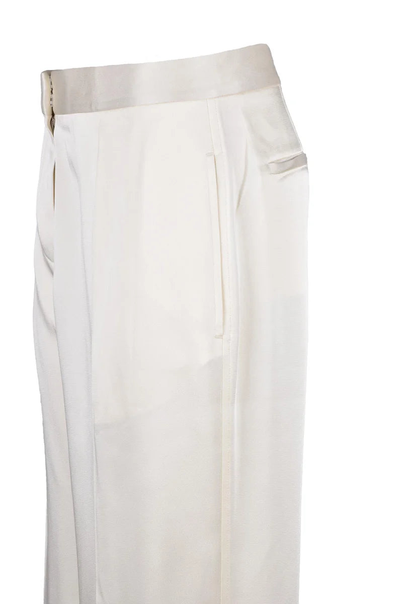 Satin Straight Leg Trousers - White