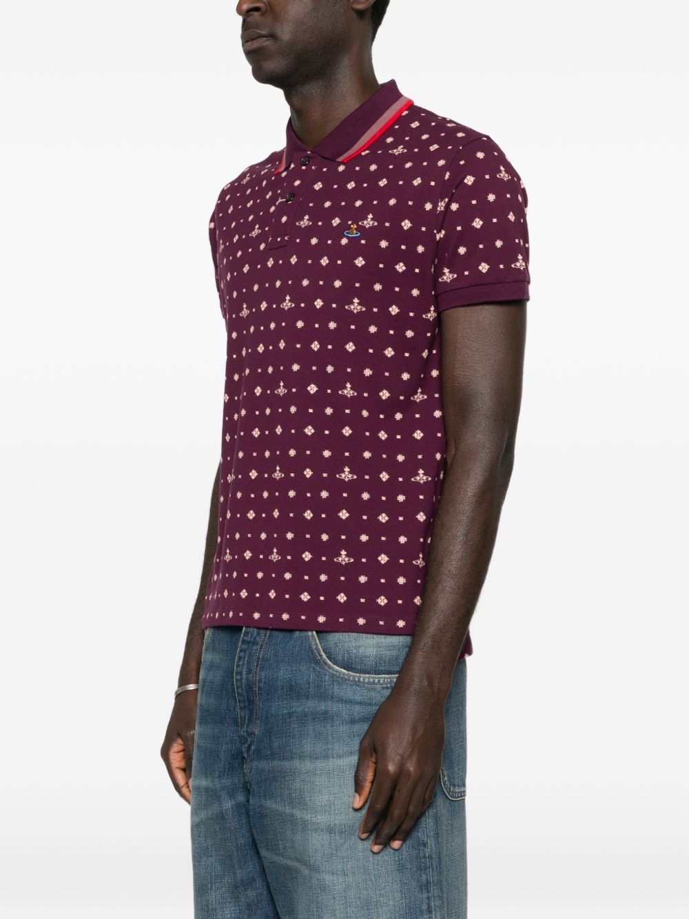 Deep Purple Polo Shirt With Contrasting Collar And Tailored Fit