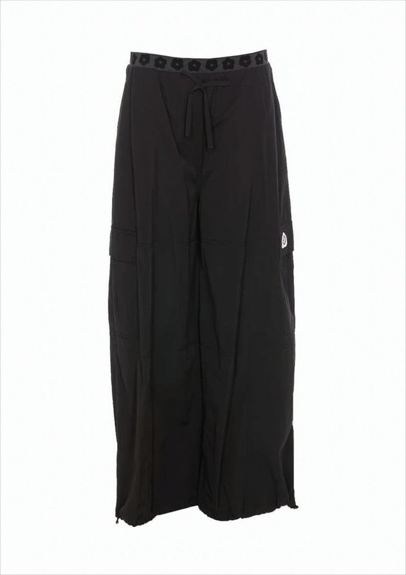 Wide-Leg Floral Pattern Pants With Drawstring Waist