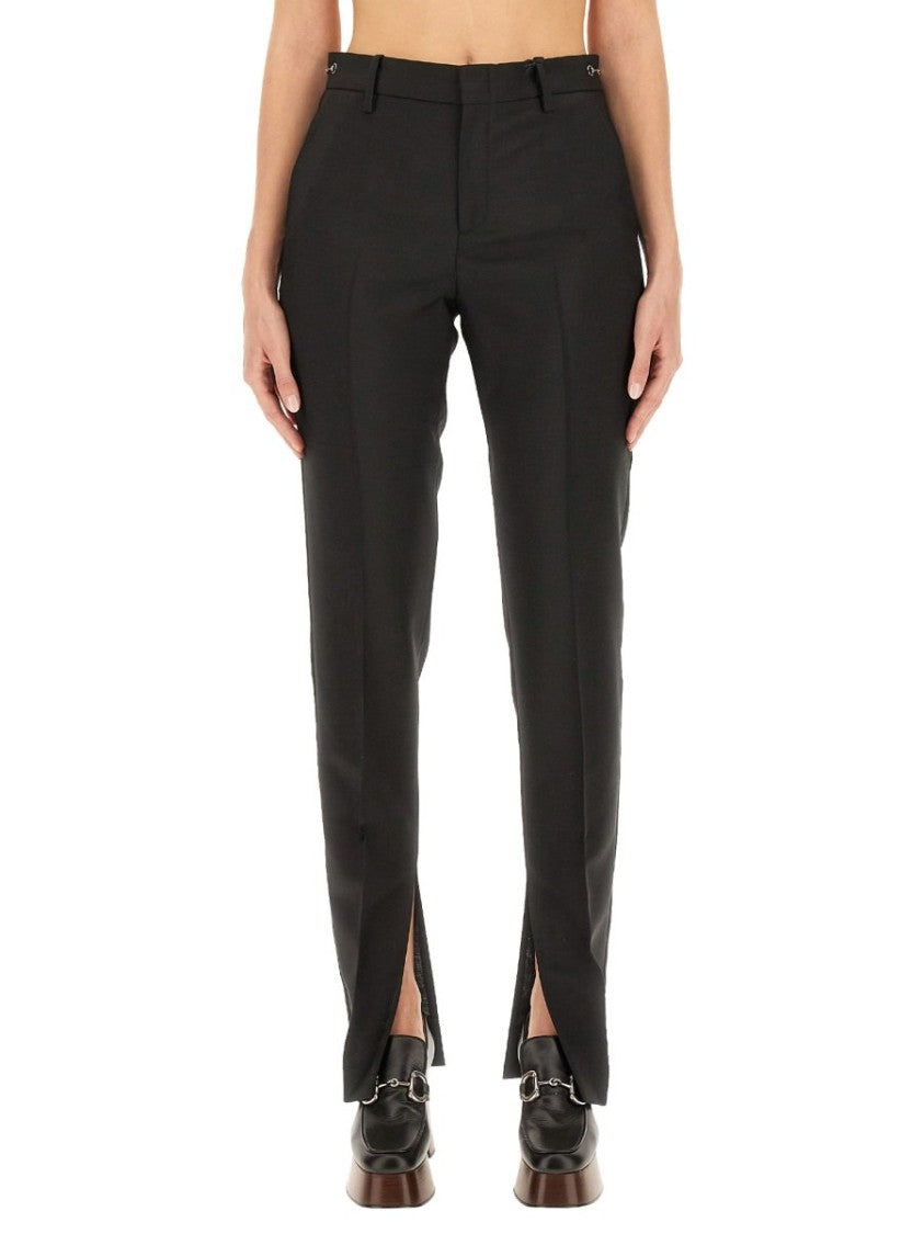 Slim-Fit Mohair Blend Pants With Clamp Detail