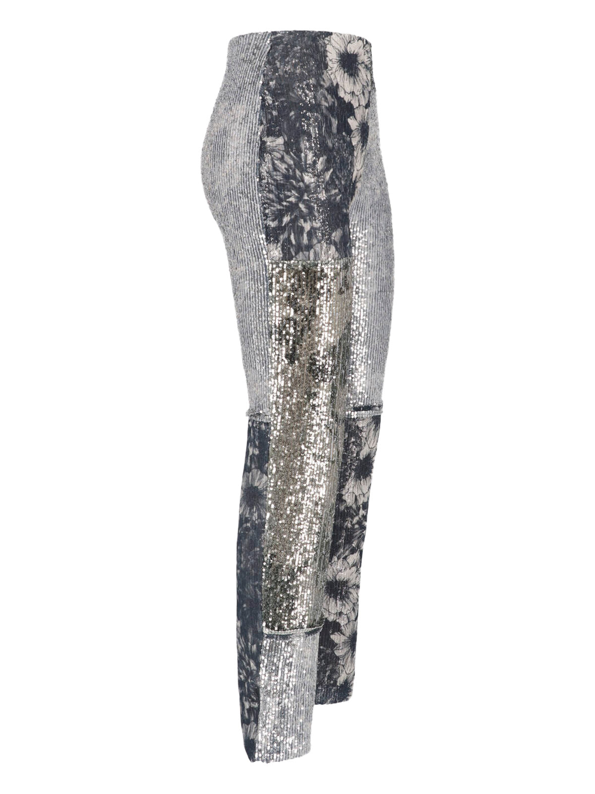 Monochrome Patchwork Floral Sequin Trousers