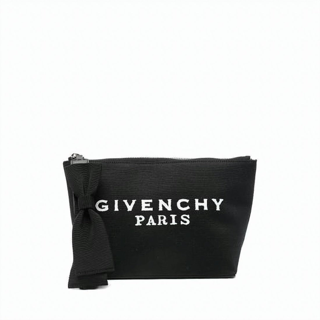 Canvas Pouch with Embroidered Logo and Bow Detail