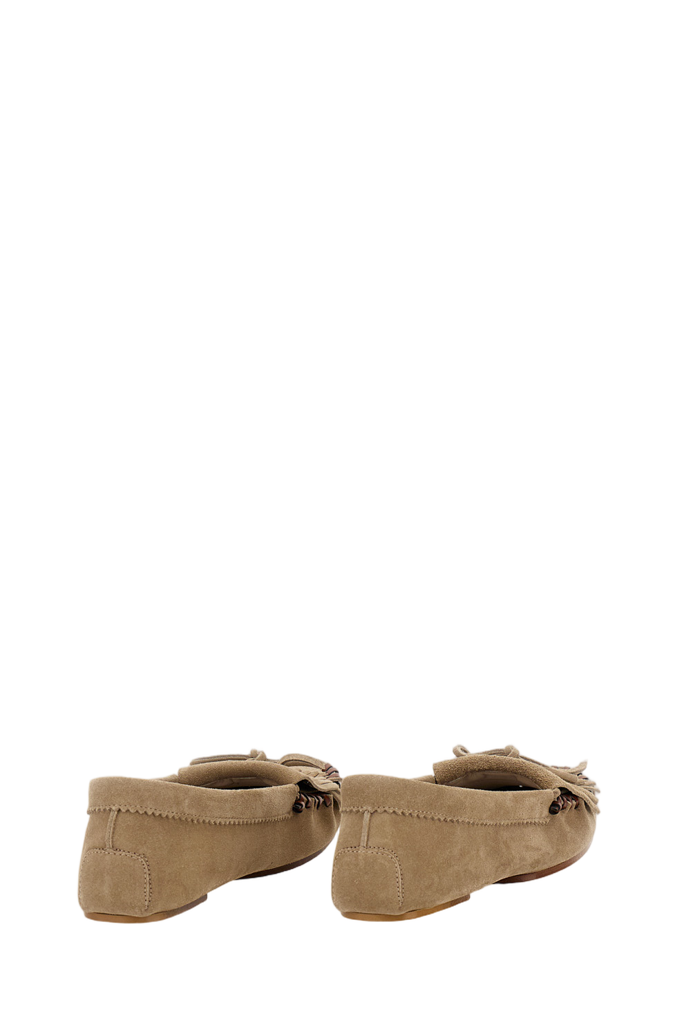 Fringe-Detailed Grey Suede Loafers