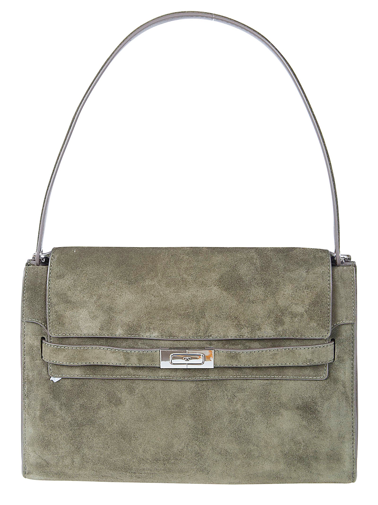 Structured Green Suede Shoulder Bag