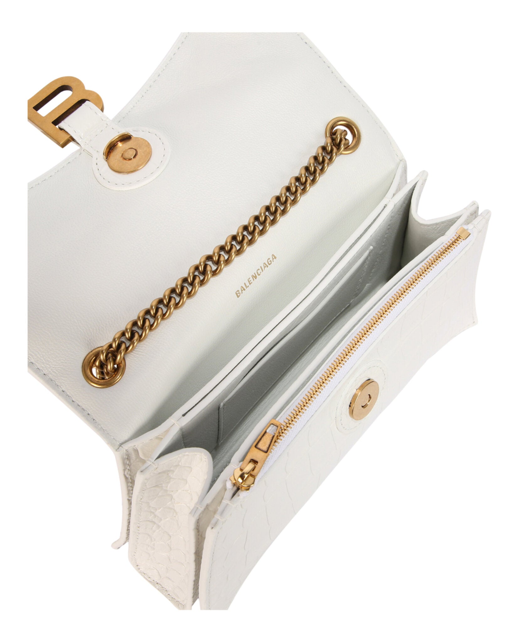 Xs Crocodile Embossed Crush Chain Shoulder Bag