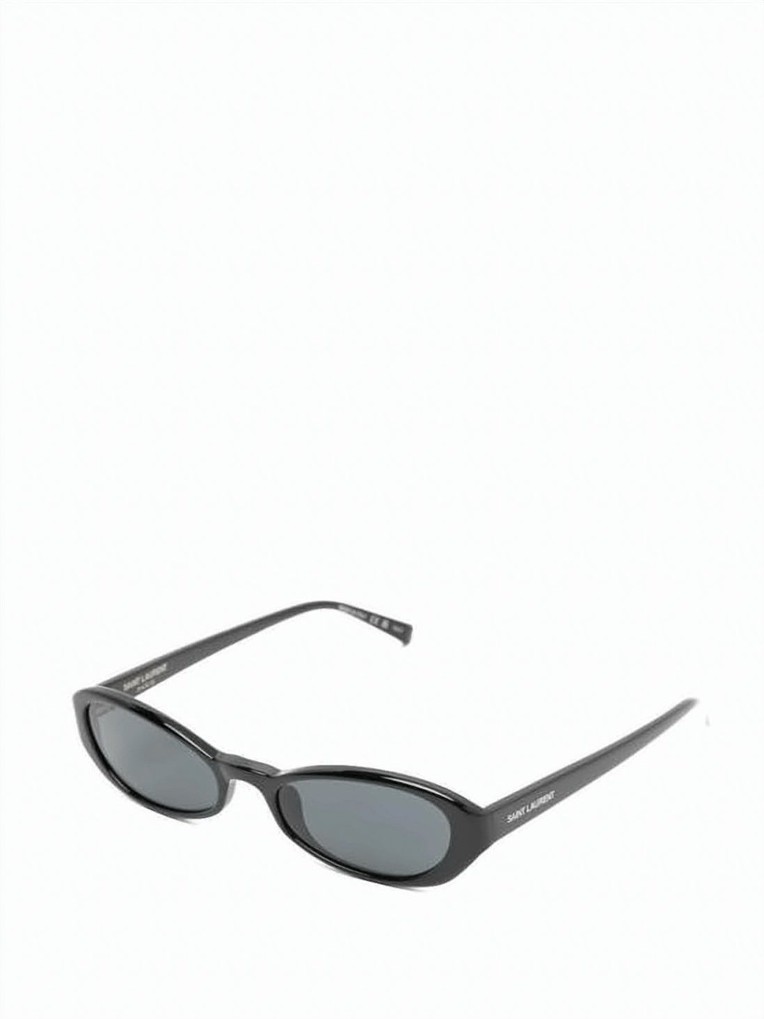 Narrow Oval Frame Sunglasses with Glossy Acetate Finish