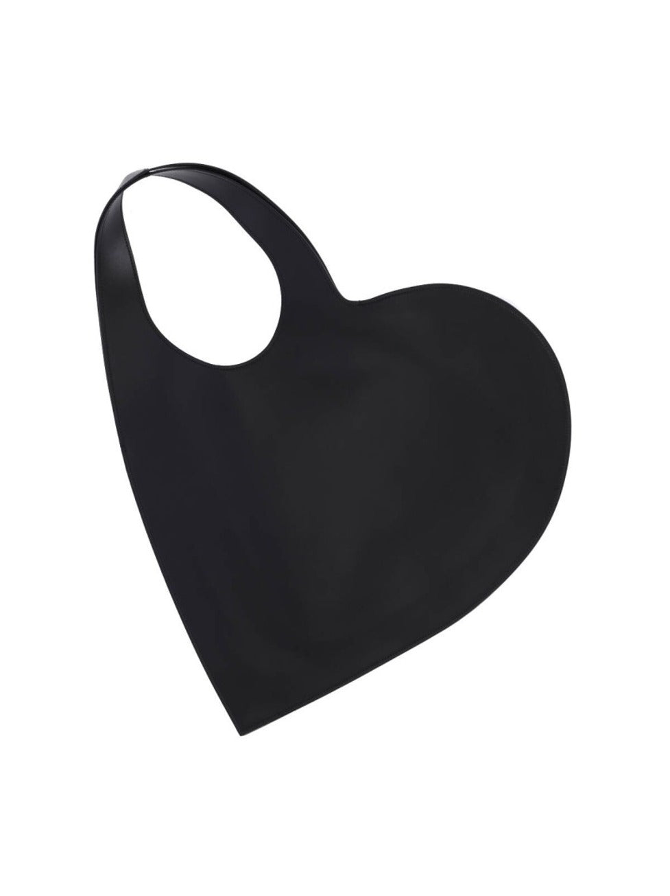 Heart-Shaped Black Calf Leather Tote Bag