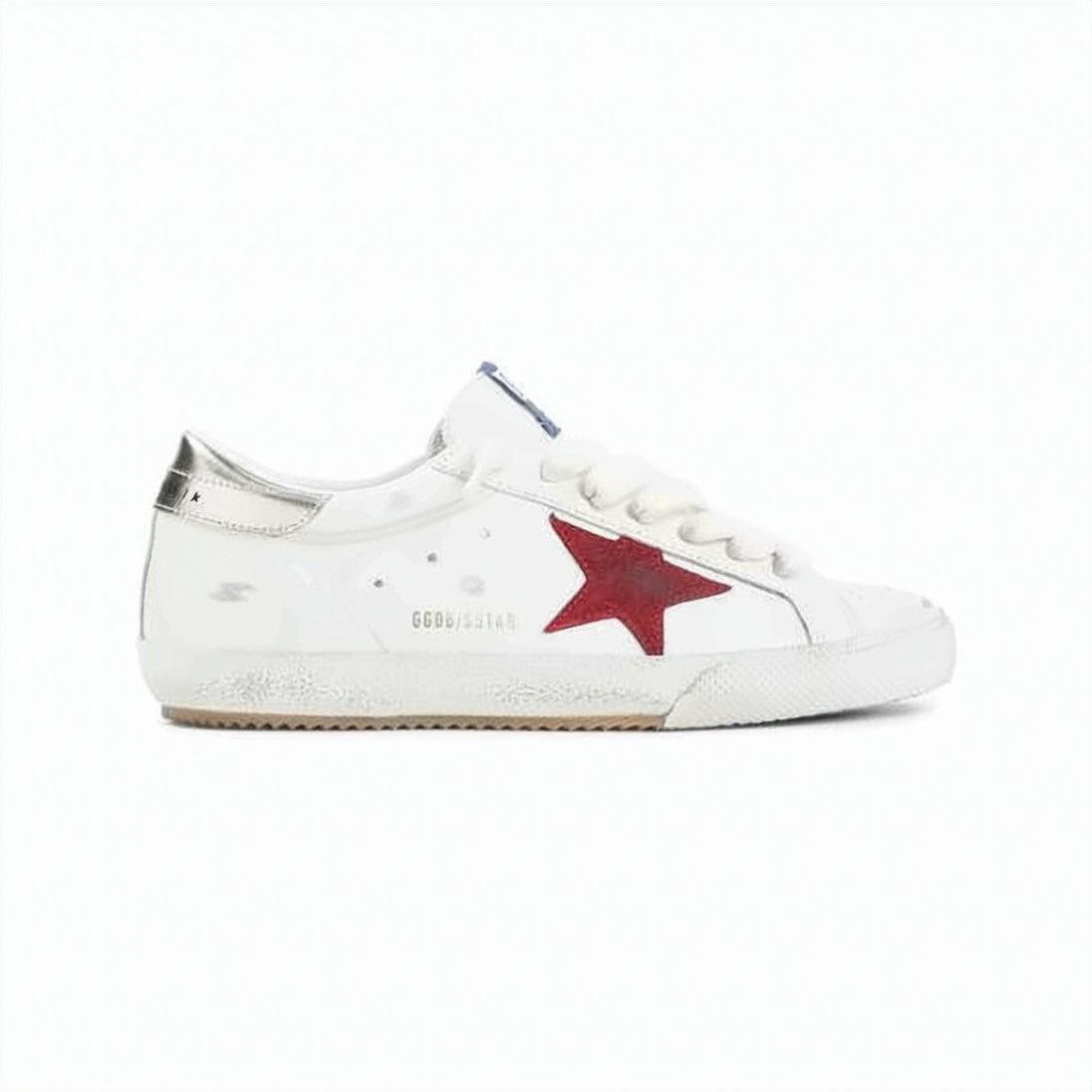 White Red Suede Star Distressed Sneakers