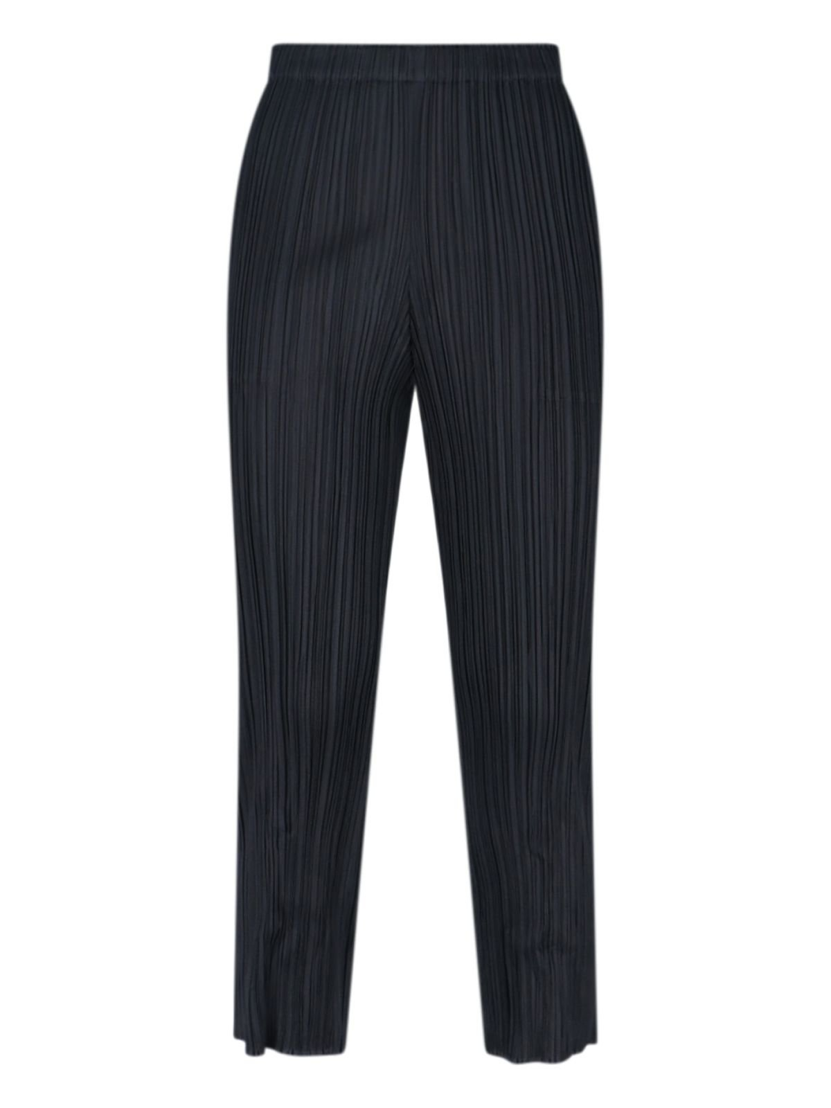 Straight-Leg Pleated Pants with Cropped Length