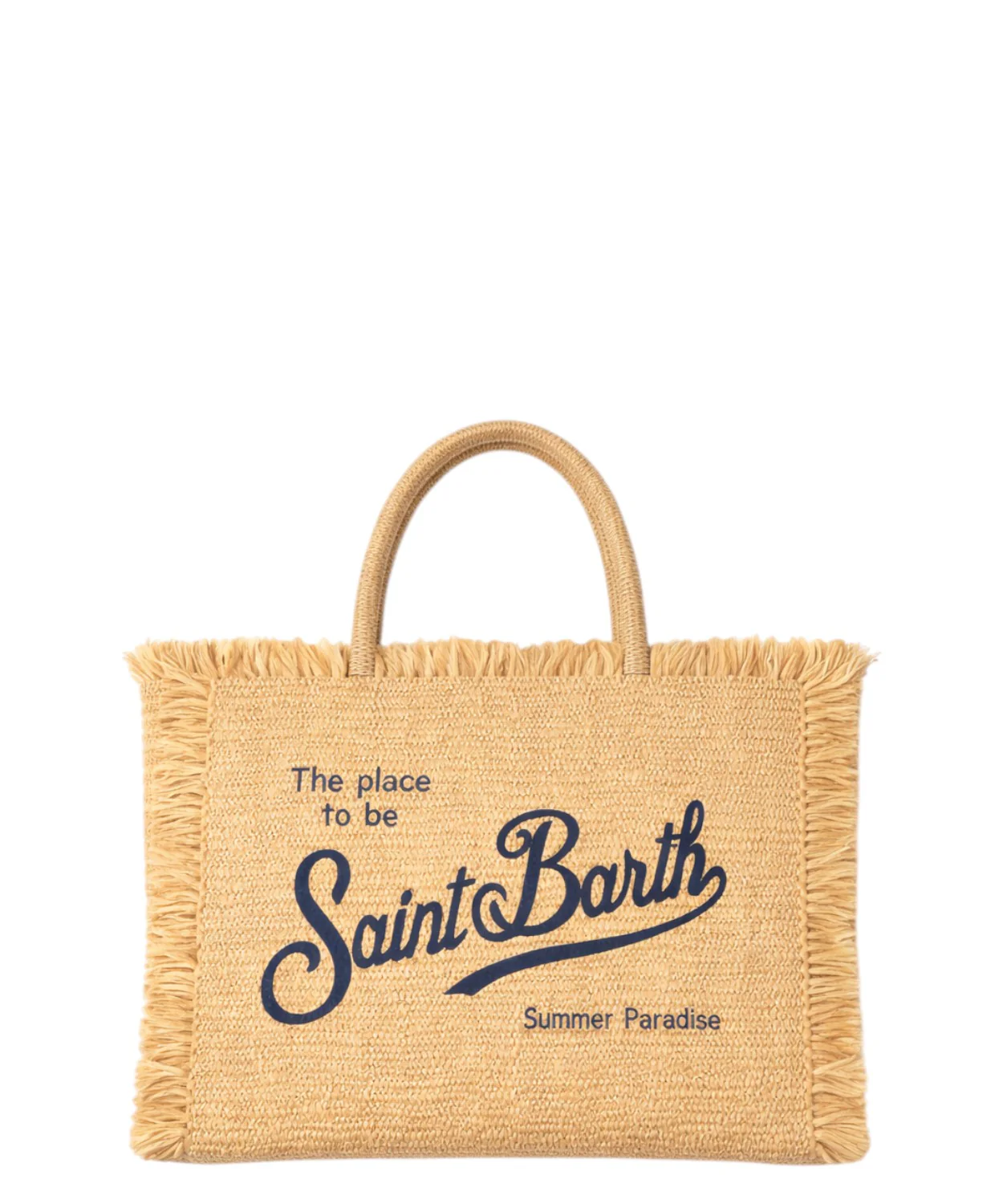 Rectangular Woven Tote Bag with Fringed Edges