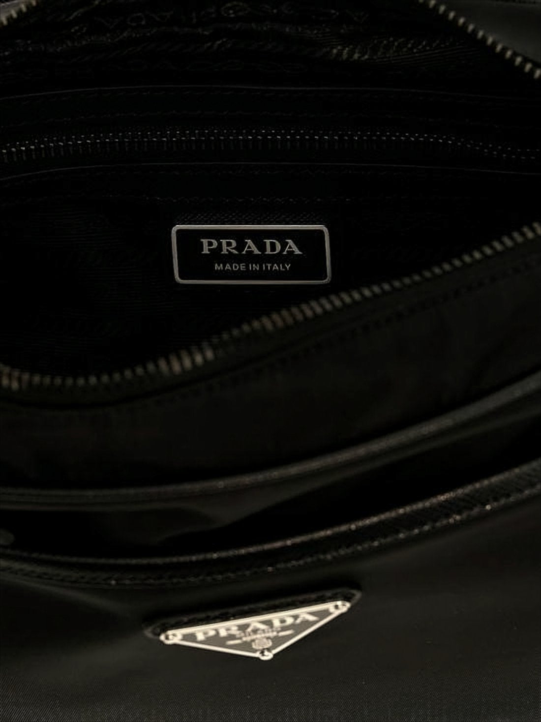 Rectangular Nylon Crossbody Bag with Triangular Logo