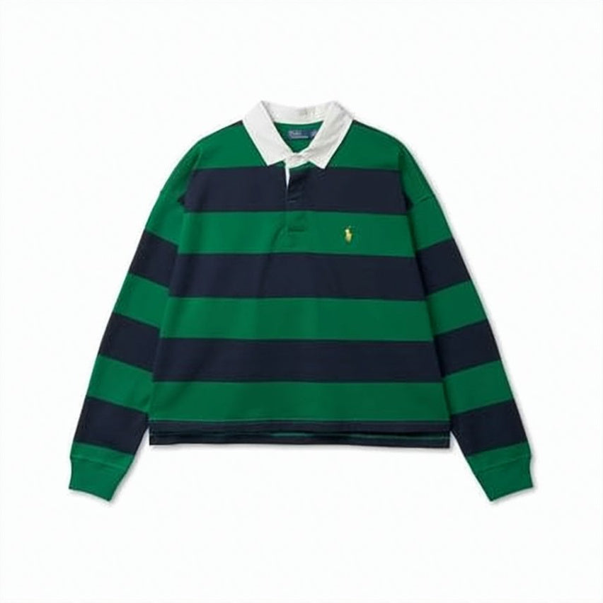 Long-Sleeve Striped Polo Shirt