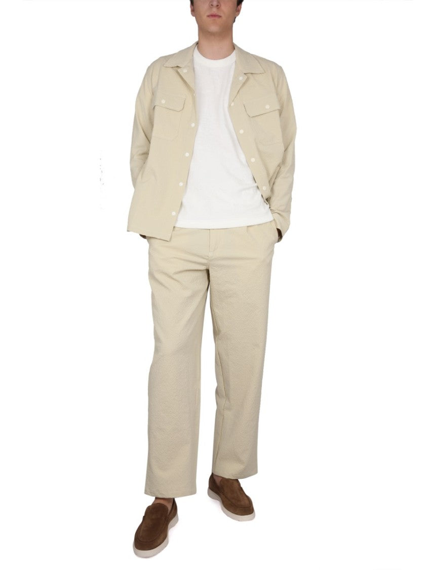 Relaxed-Fit Textured Cotton Pants