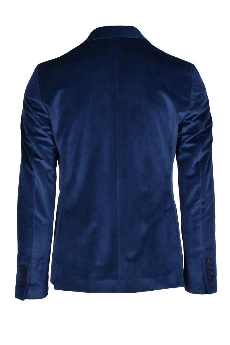 Velvet Double-Breasted Jacket - Blue