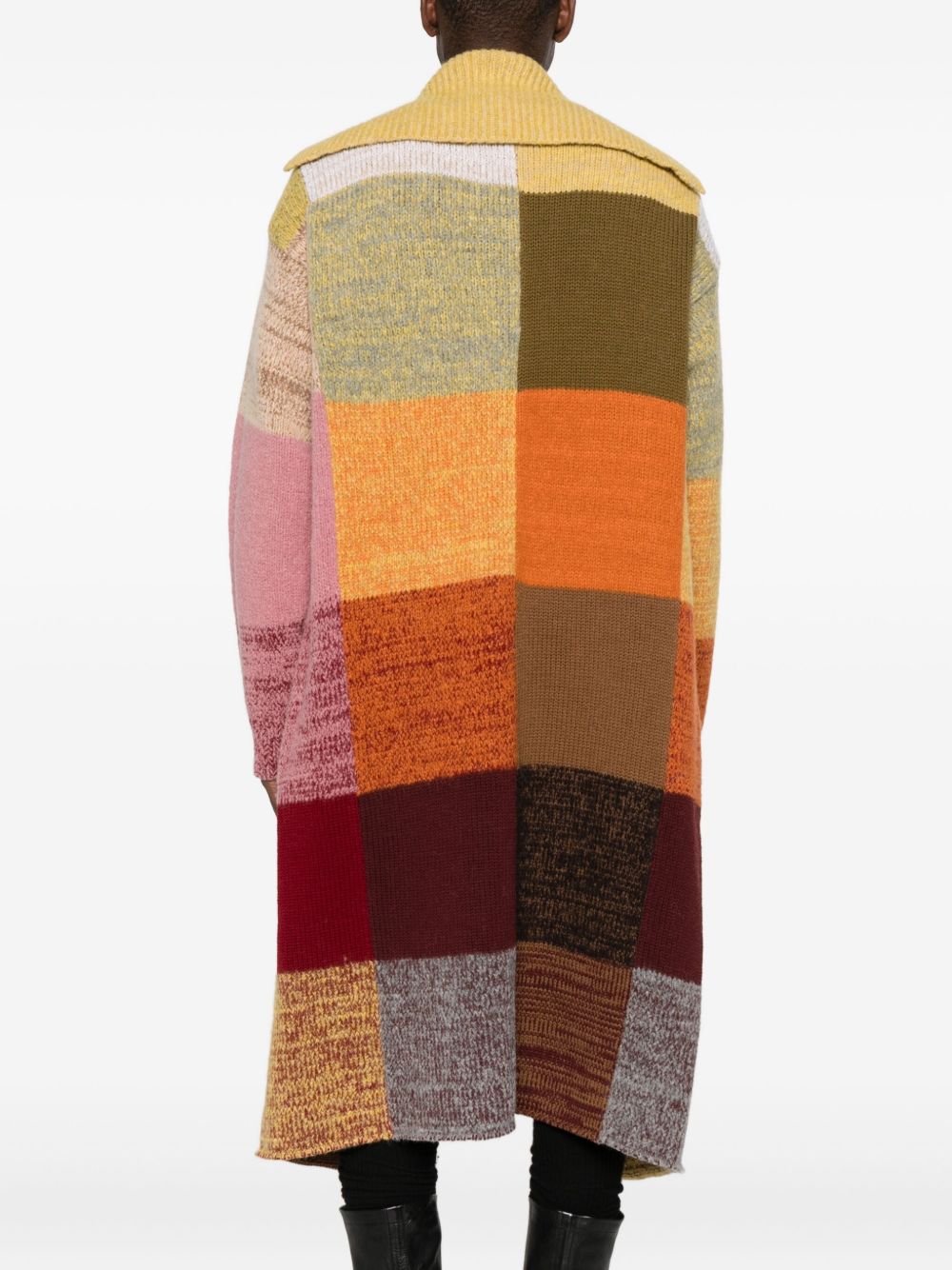 Patchwork Design Wool Blend Coat