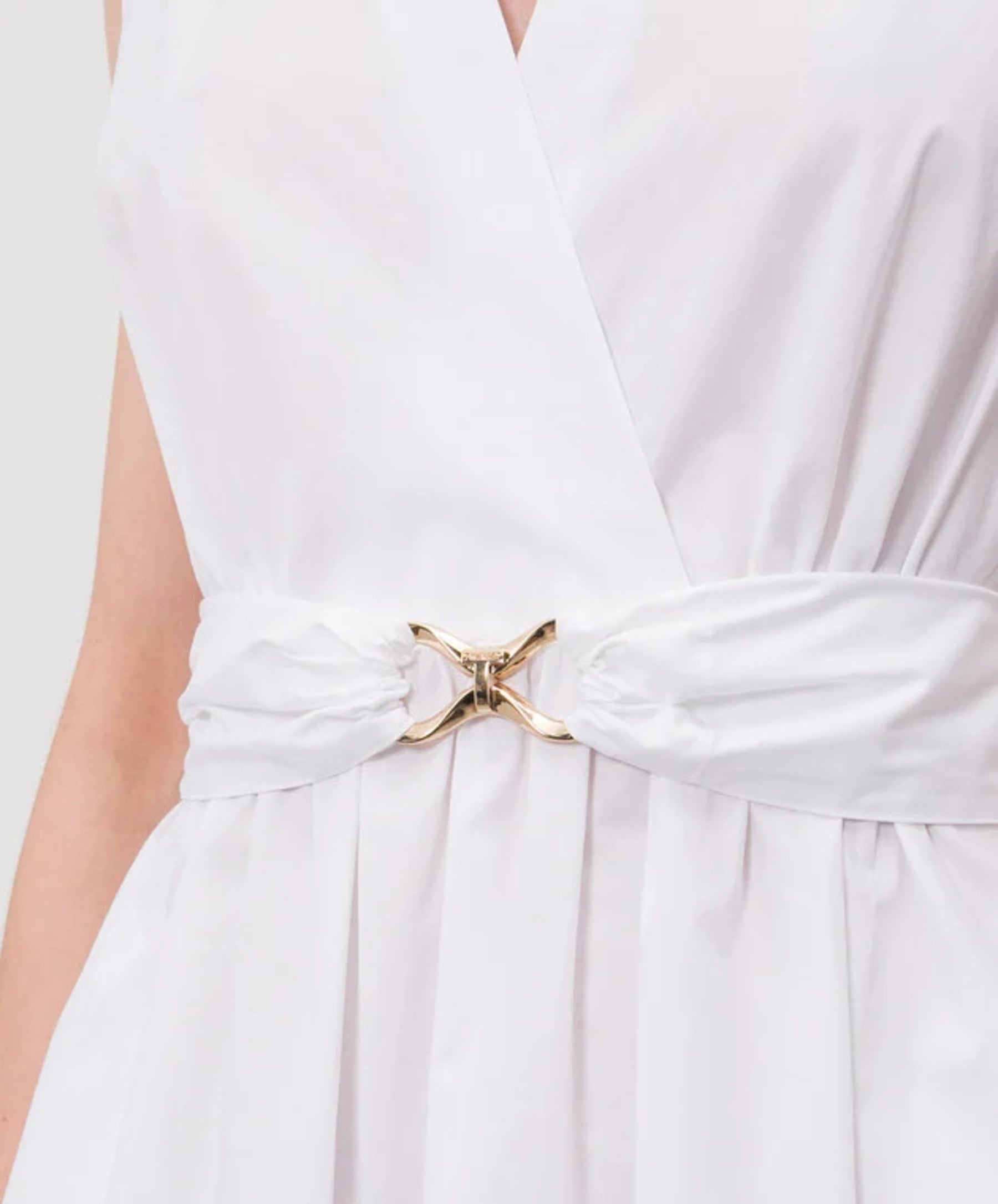 Sleeveless Midi Dress with Deep V-Neckline